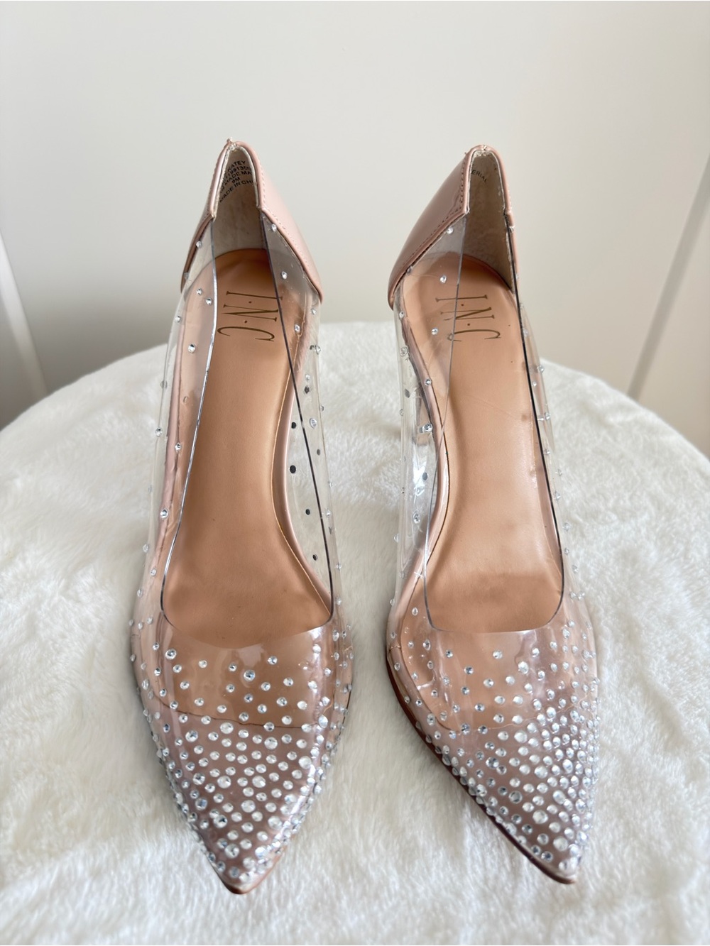 Nude Embellished Pointed-Toe Pumps